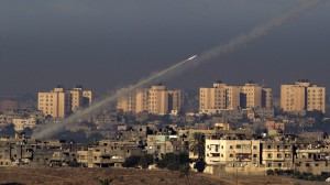 Missile being fired into Israel from Gaza 